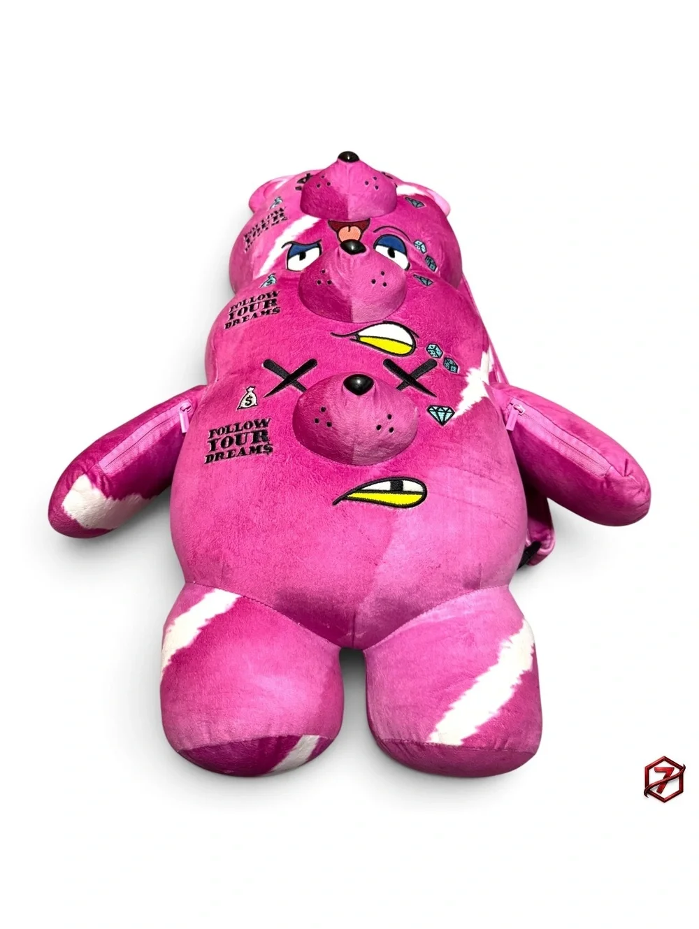 Sprayground The 3 Headed Bear Plush Teddybear Backpack Limited Edition Pink